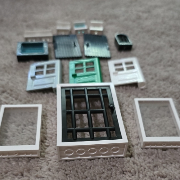 LEGO Door/Frame/Window Building Set-Green/Black/White/Gray Elements - Picture 13 of 13